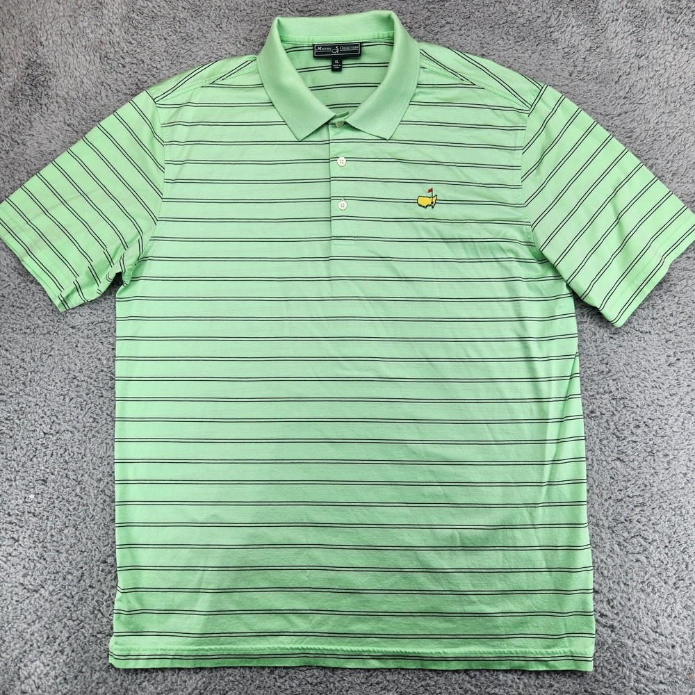 Masters Collection Polo Shirt Mens Size XL Golf Green Striped 100% Pima Cotton